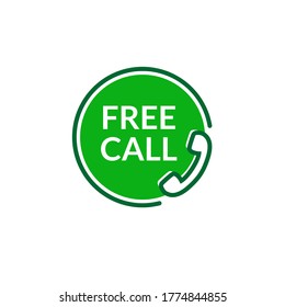 Free call vector icon. Free phone call care sign contact toll free customer telephone help