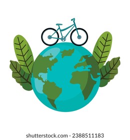 free car day earth and bike illustration