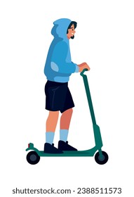 free car day guy in kick scooter illustration