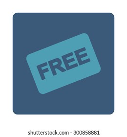 Free card icon. Vector style is cyan and blue colors, flat rounded square button on a white background.
