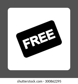 Free card icon. Vector style is black and white colors, flat rounded square button on a gray background.
