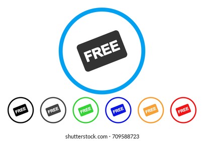 Free Card rounded icon. Vector illustration style is a gray flat iconic free card symbol inside a circle. Additional color versions are black, grey, green, blue, red, orange.