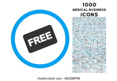 Free Card rounded vector bicolor icon with 1000 medical business icons. Set style is flat pictograms, blue and gray colors, white background.