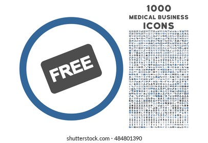 Free Card rounded vector bicolor icon with 1000 medical business icons. Set style is flat pictograms, cobalt and gray colors, white background.