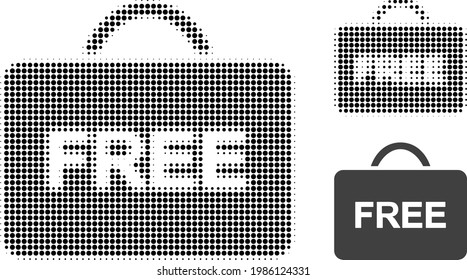 Free case halftone dotted icon. Halftone array contains round points. Vector illustration of free case icon on a white background.