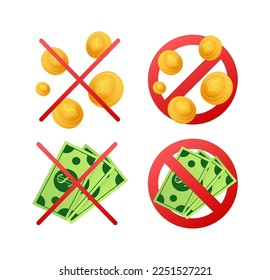 Free of charge icon, No Cash. Vector stock illustration.