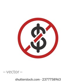 free of charge icon, no need to pay, thin line symbol - editable stroke vector illustration