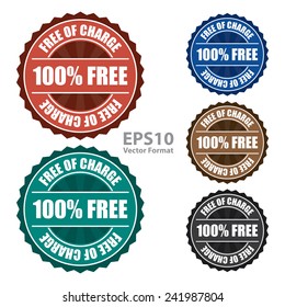 Free of charge icon, tag, label, badge, sign, sticker isolated on white, vector format