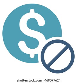 Free of Charge icon. Vector style is bicolor flat iconic symbol with rounded angles, cyan and blue colors, white background.