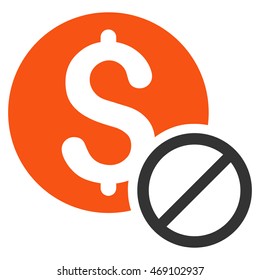 Free of Charge icon. Vector style is bicolor flat iconic symbol with rounded angles, orange and gray colors, white background.
