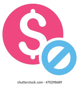 Free of Charge icon. Vector style is bicolor flat iconic symbol with rounded angles, pink and blue colors, white background.