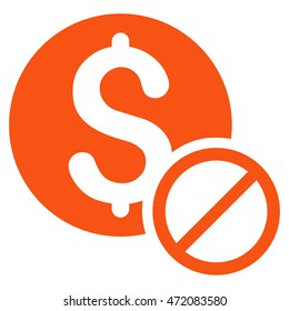 Free of Charge icon. Vector style is flat iconic symbol with rounded angles, orange color, white background.