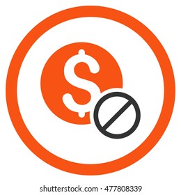 Free of Charge rounded icon. Vector illustration style is flat iconic bicolor symbol, orange and gray colors, white background.