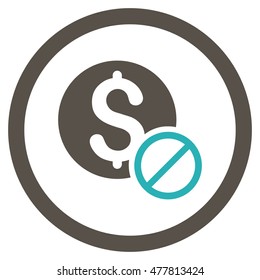 Free of Charge rounded icon. Vector illustration style is flat iconic bicolor symbol, grey and cyan colors, white background.