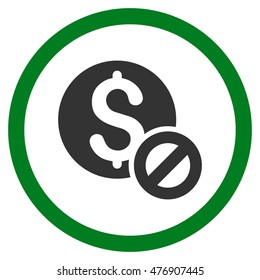 Free of Charge vector bicolor rounded icon. Image style is a flat icon symbol inside a circle, green and gray colors, white background.
