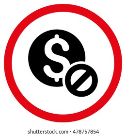 Free of Charge vector bicolor rounded icon. Image style is a flat icon symbol inside a circle, intensive red and black colors, white background.