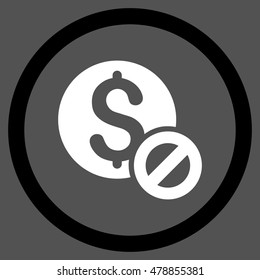 Free of Charge vector bicolor rounded icon. Image style is a flat icon symbol inside a circle, black and white colors, gray background.