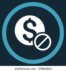 Free of Charge vector bicolor rounded icon. Image style is a flat icon symbol inside a circle, blue and white colors, dark blue background.