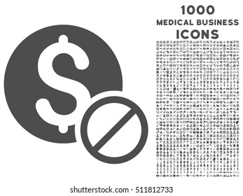 Free of Charge vector icon with 1000 medical business icons. Set style is flat pictograms, gray color, white background.