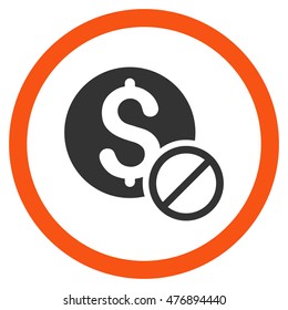 Free Of Charge Vector Rounded Icon. Image Style Is A Flat Pictograph Symbol Inside A Circle, Orange And Gray Colors, White Background.