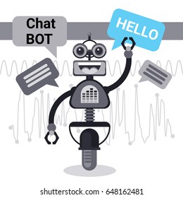 Free Chat Bot Says Hello, Robot Virtual Assistance Element Of Website Or Mobile Applications, Artificial Intelligence Concept Vector Illustration