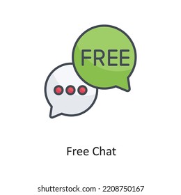 Ilustración de diseño de icono de vector de contorno rellenado de chat libre en fondo blanco. Archivo EPS 10