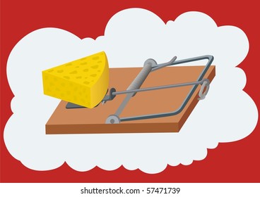 Free Cheese Comes Only Mousetrap Illustration Stock Vector (Royalty ...