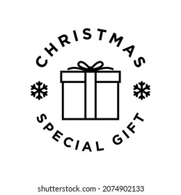 Free Christmas special gift icon badge. Label illustration for marketing, promotions or social media. editable color vector.