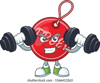 Free Christmas tag cartoon character with barbell