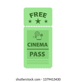Free cinema pass vector illustration. Festival, fair, promo. Tickets concept. Vector illustration can be used for topics like entertainment, leisure, business