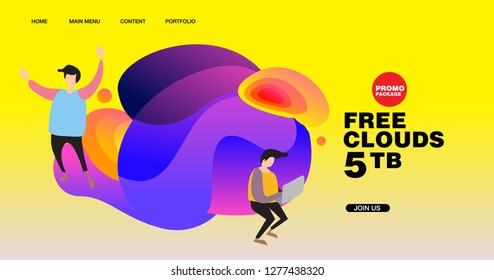 Free Clouds Storage Promotion Illustration for Banner and Landing Page Design