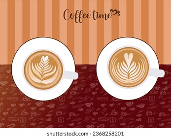 Free coffee time vector great background with coffee cup set.