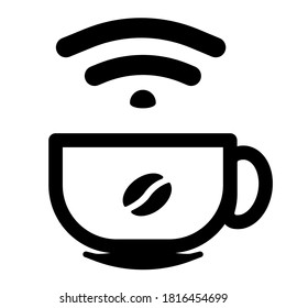 Free coffee and Wi-Fi for your visitors. The free Wi-Fi coffee shop icon will quickly inform your customers that there is a free Wi-Fi zone in the city where you can spend time enjoying a cup of coffe