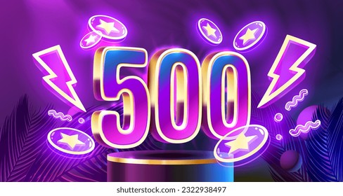 Free coins 500, promo flyer poster, banner game play. Vector illustration