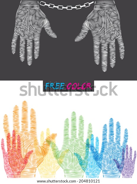 Free Color Hands Vector Background: vector de stock (libre de regalías ...