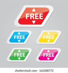 Free colorful labels, stickers, signs, symbols Vector. 