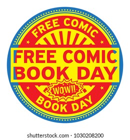 Free Comic Book Day, Rubber Stamp, Vector Illustration