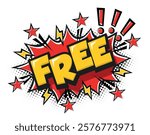 Free - Comic book style word in speech bubble with bomb explosive and lightnings. Vector on transparent background