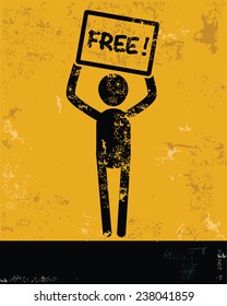 Free concept,human resource design on yellow background,grunge vector