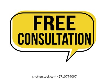 Free consultation speech bubble on white background, vector illustration