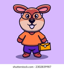 Free and cool style cute Ratufa Indica Squirrel wearing glasses and holding a bag Vector Illustration. Mascot Cartoon Character.