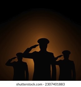 Free copyspace for text Memorial Day - Remember and honor with saluting soldiers, Vector illustration. Memorial Day concept
