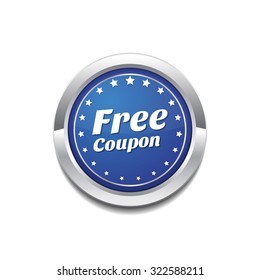 Free Coupen Blue Vector Icon Button