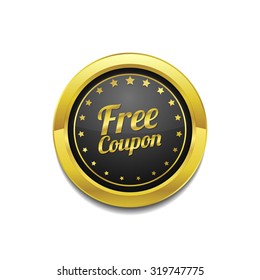 Free Coupen Golden Vector Icon Button