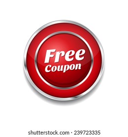 Free Coupen Red Vector Icon Button