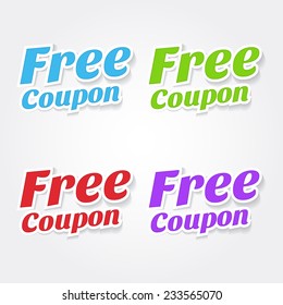 Free Coupon Colorful Vector Icon Design
