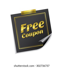Free Coupon Golden Sticky Notes Vector Icon Design