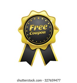 Free Coupon golden Vector Icon Design