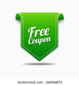Free Coupon Green Vector Icon Design