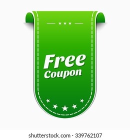 Free Coupon Green Vector Icon Design